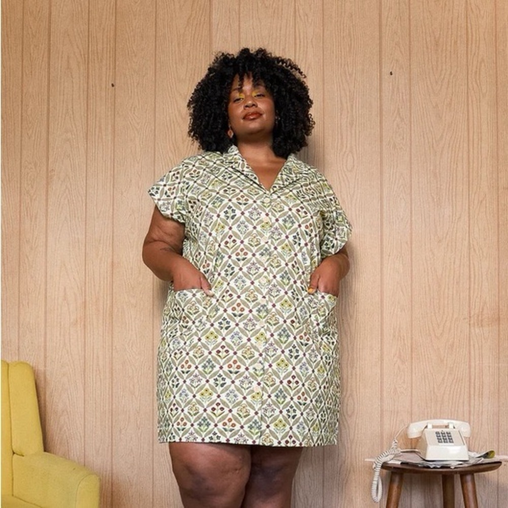 Tamara Malas Yasmine Shirt Dress in Floral Wallpaper Grid Size 22/24 EUC